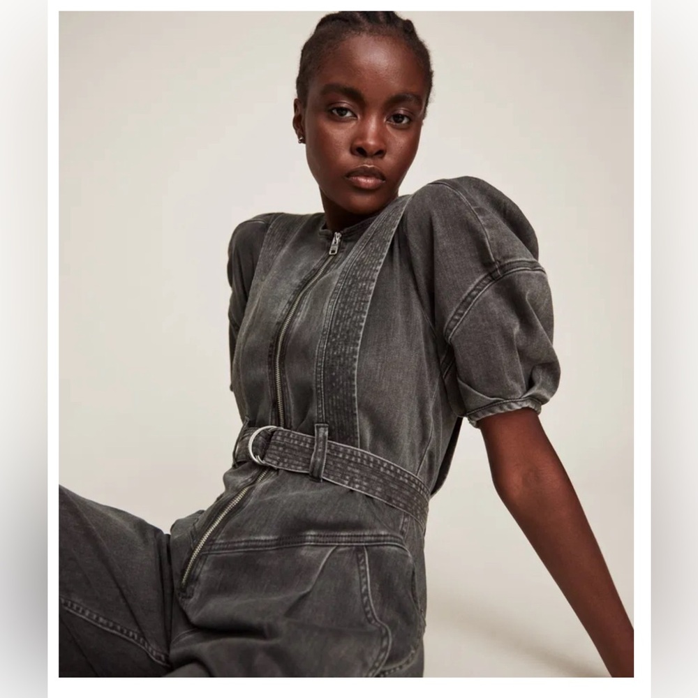 Revolve X All Saints Utility Denim Jumpsuit Dark gray Size - 4 like new